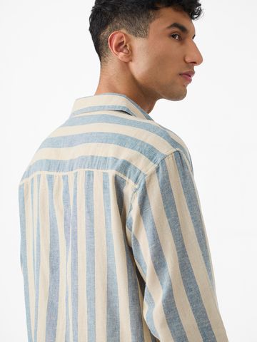 Buy Cotton Linen Stripes: Coastal Men Relaxed Shirts Online C76