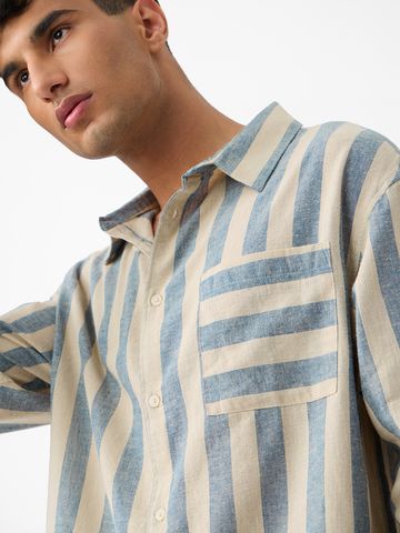 Buy Cotton Linen Stripes: Coastal Men Relaxed Shirts Online C76