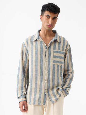 Buy Cotton Linen Stripes: Coastal Men Relaxed Shirts Online C76