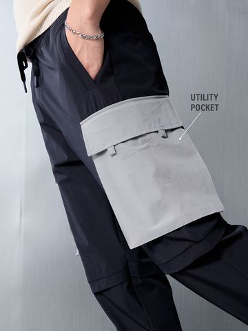 Buy Solids: Navy Blue Men Cargo Joggers Online F56