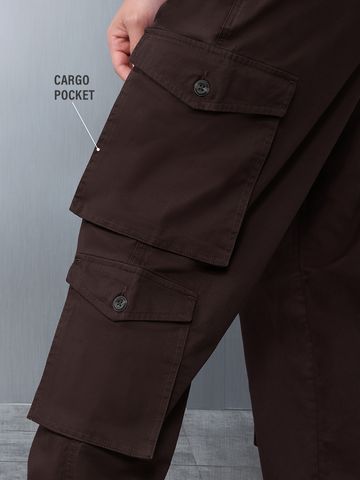 Buy Solids: Rich Brown Men Cargo Pants Online F56