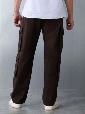 Buy Solids: Rich Brown Men Cargo Pants Online F56