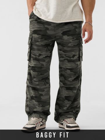 Buy Baggy-Fit Joggers: Grey CamoMen Joggers Online F56