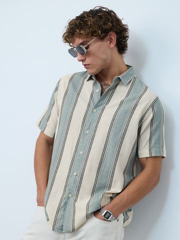 Buy Stripe Shirt: Jade Haze Mens Shirt Online C76