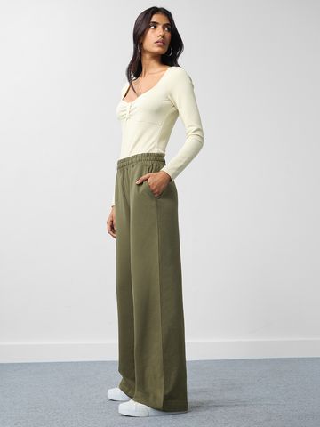 Flared Joggers: Hunter Green Women Flared Jogger JB65