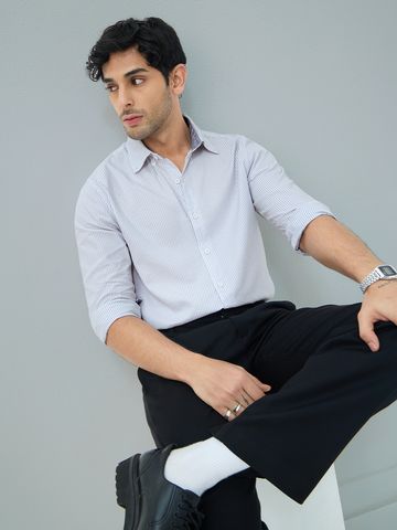 Buy Slim-Fit Shirt: Ice Blue Stripes For Men Online C76