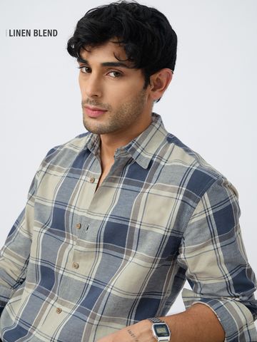 Buy Cotton-Linen Shirt: Blue Topaz Men Online at The Souled Store. C76