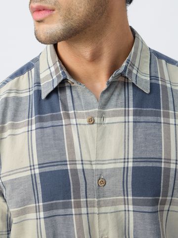 Buy Cotton-Linen Shirt: Blue Topaz Men Online at The Souled Store. C76