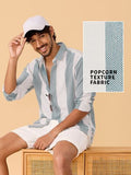 Buy Stripes: White And Green Knit Shirt Online C76