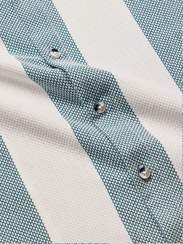 Buy Stripes: White And Green Knit Shirt Online C76