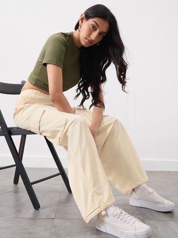 Parachute Pants: Beige Women Cargo Pants JB65