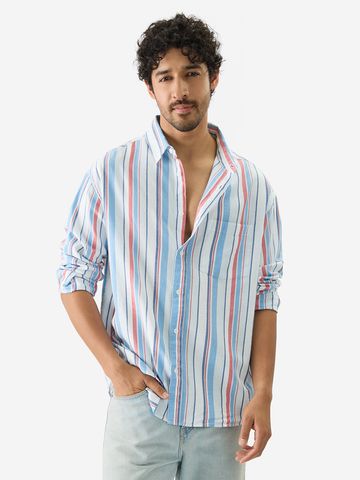 Buy Stripes: Blue, Red Relaxed Shirts Online C76