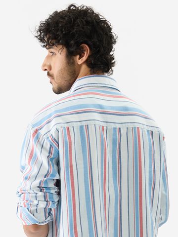 Buy Stripes: Blue, Red Relaxed Shirts Online C76