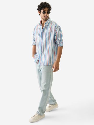 Buy Stripes: Blue, Red Relaxed Shirts Online C76