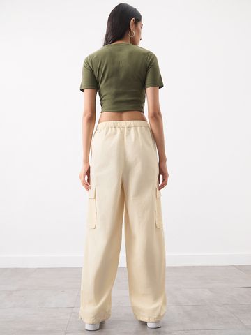 Parachute Pants: Beige Women Cargo Pants JB65