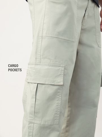 Buy Cargo Pants: Feather Grey Men Cargo Pants Online F56