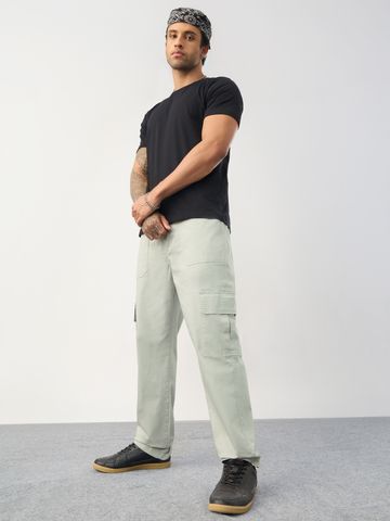 Buy Cargo Pants: Feather Grey Men Cargo Pants Online F56