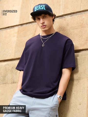 Buy Solids: Berry Oversized T-Shirts Online OS23