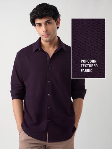Buy Textured Shirt: Mulberry Knit Shirt Online C76