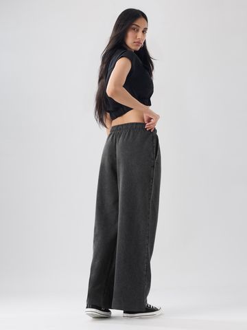 Solids: Charcoal Grey Women Flared Joggers JB65