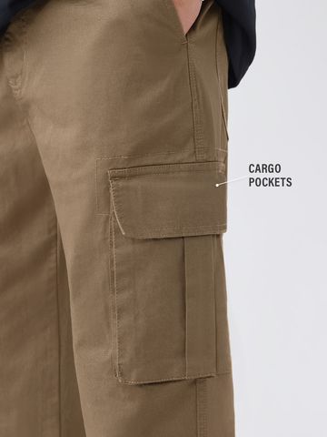 Buy Cargo Pants: Latte Dust Men Cargo Pants Online F56