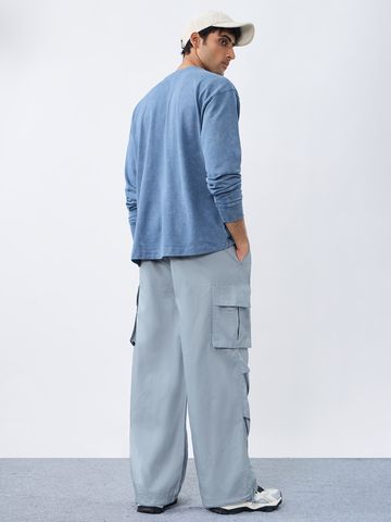 Buy Parachute Pants: Dusty Sky Blue For Men Online F56
