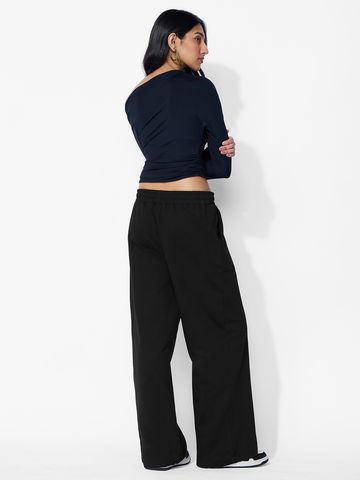 Flared Joggers: Inky Black Women Flared Jogger JB65