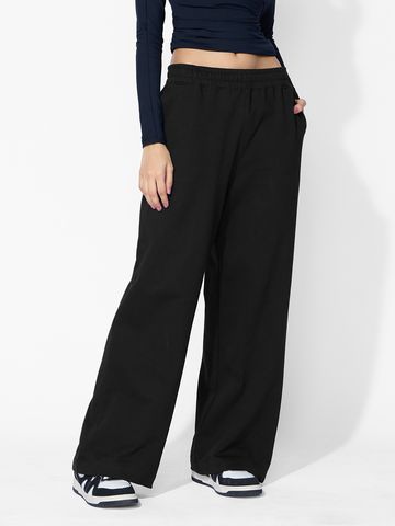 Flared Joggers: Inky Black Women Flared Jogger JB65