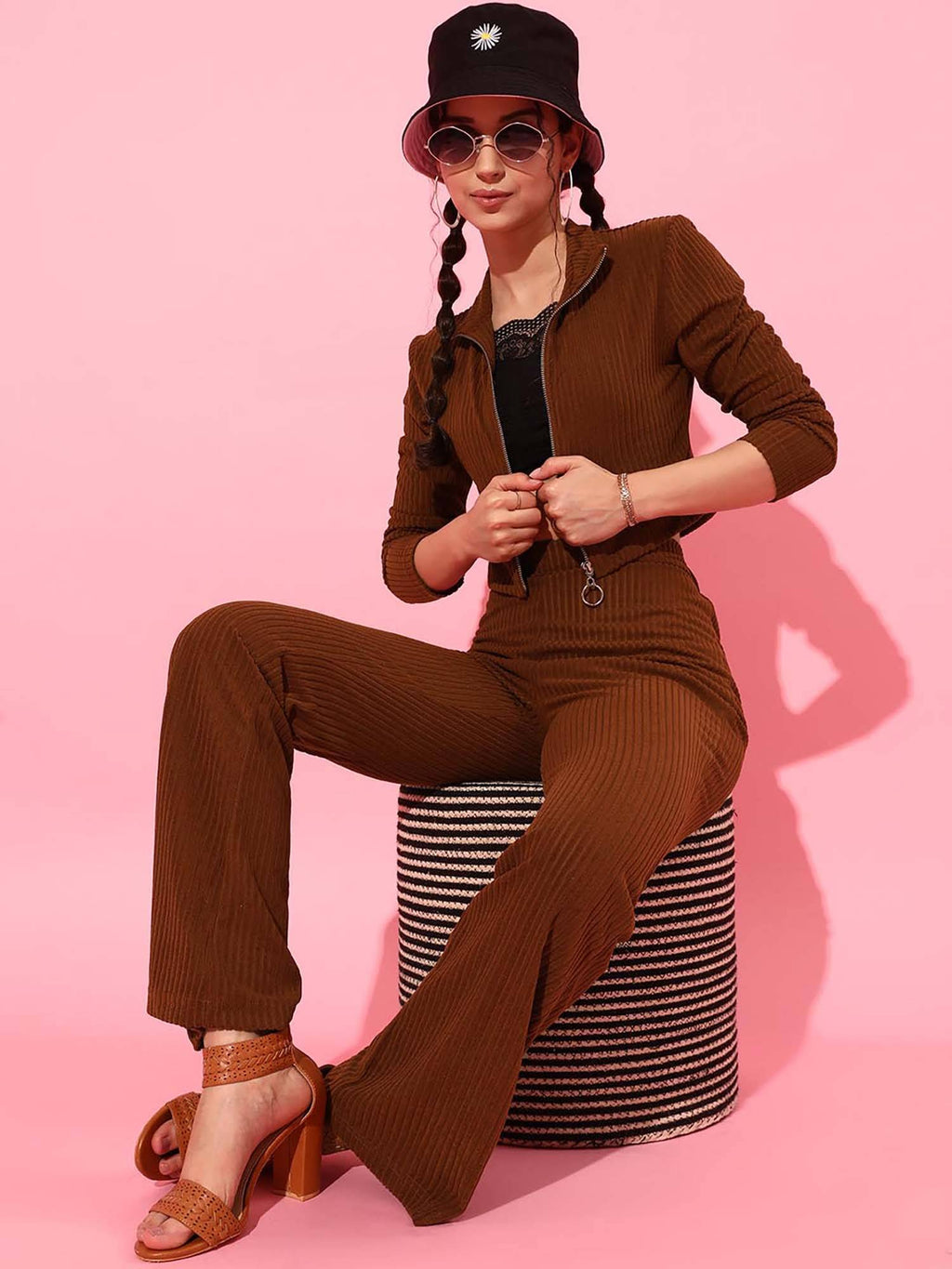 Brown Drop Needle Jacket | JC78 - view 2