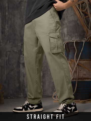 Buy Solids: Mossy Green Men Cargo Pants Online F56