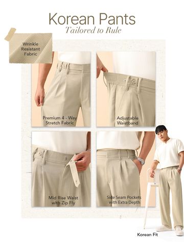 Buy Korean Pants: Latte Men Korean Pants Online F56
