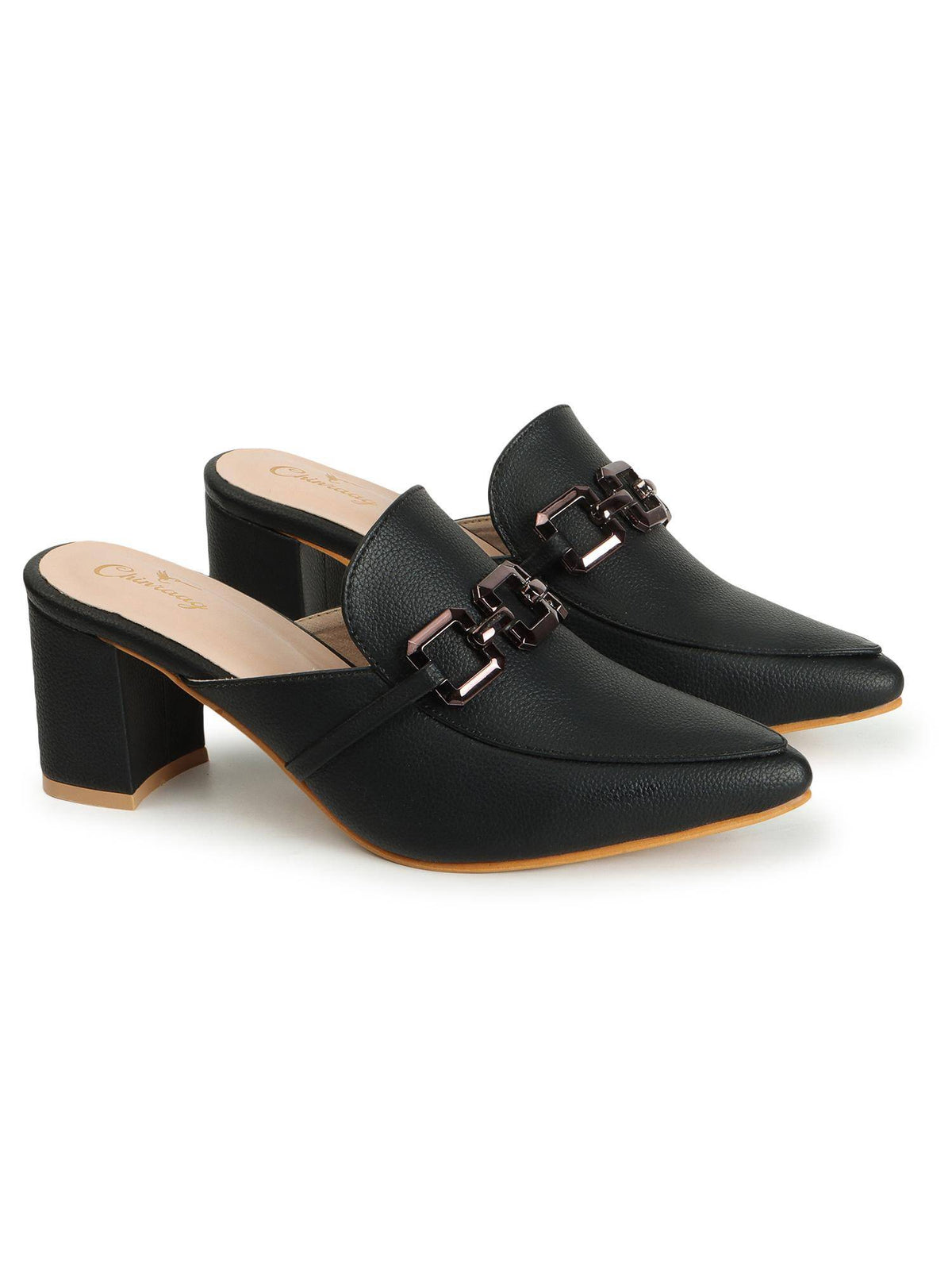 Women Black Synthetic Mules | H78 - view 2