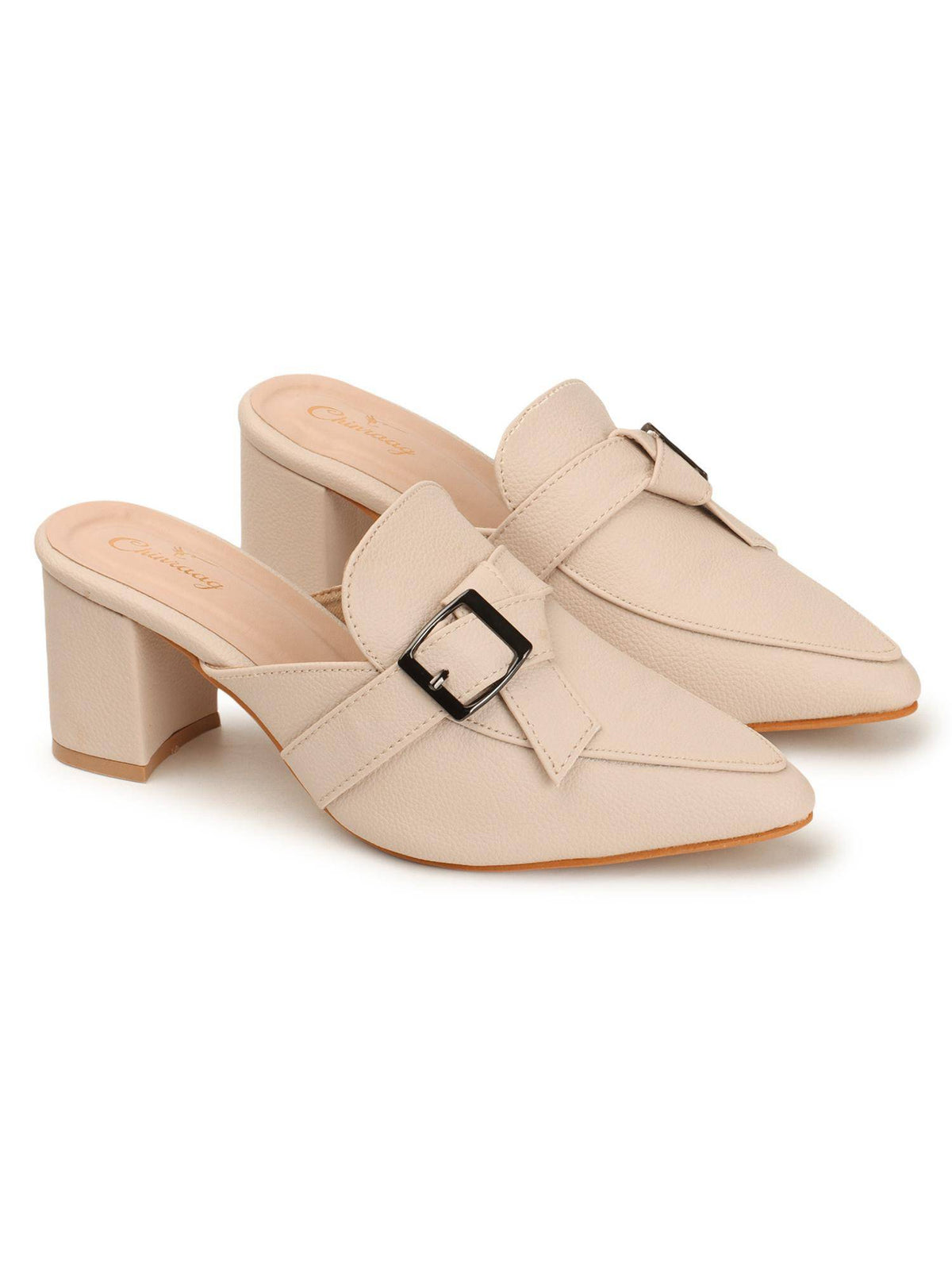 Women Cream Synthetic Mules | H78 - view 2