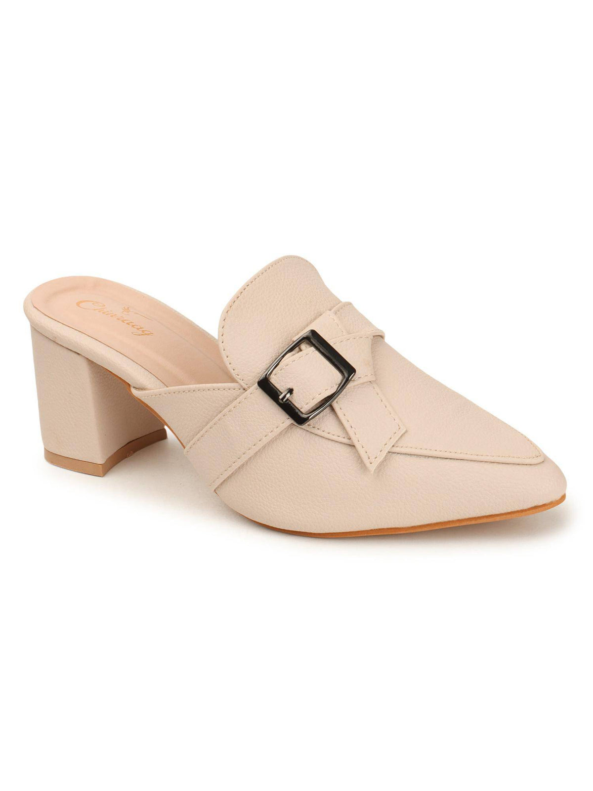 Women Cream Synthetic Mules | H78 - view 3