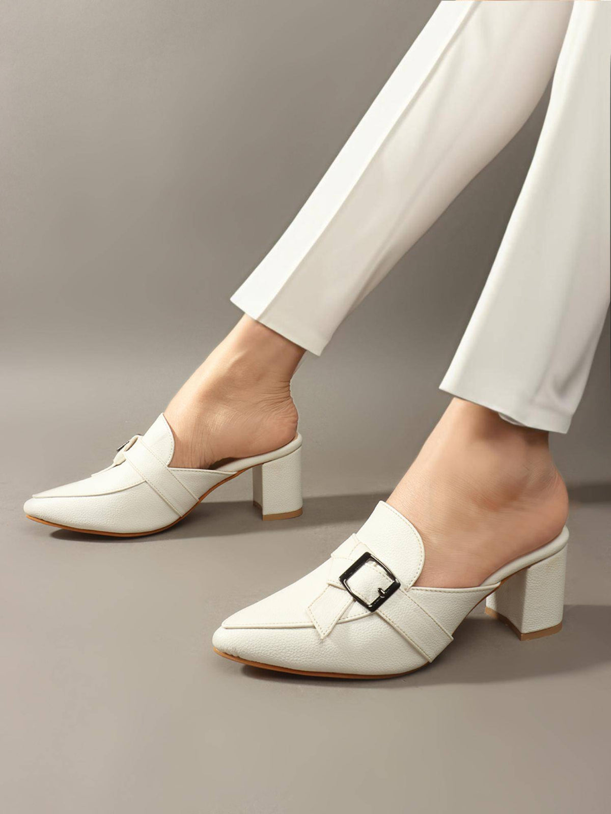 Women Cream Synthetic Mules | H78 - view 6