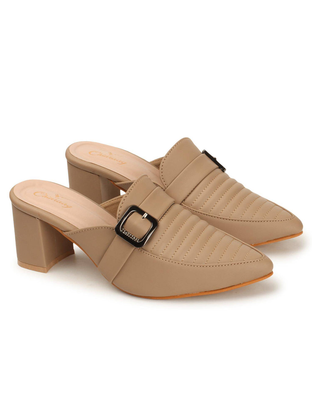 Women Beige Synthetic Mules | H78 - view 2