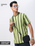 Buy Stripes: Green, Black Men Oversized Polos P09
