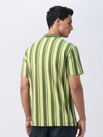 Buy Stripes: Green, Black Men Oversized Polos P09