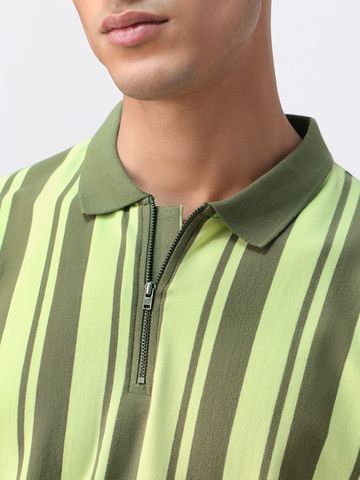 Buy Stripes: Green, Black Men Oversized Polos P09