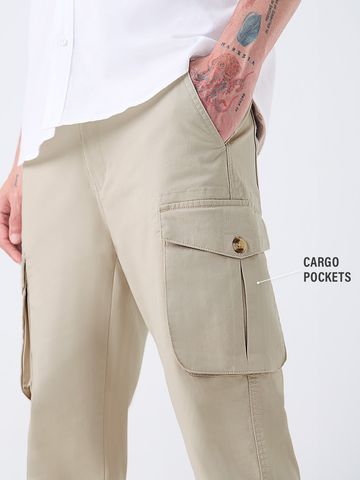 Buy Slids: Beige Men Cargo Pants Online F56