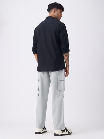Buy Textured Cargo Pants: Smokey Grey Men Pants Online F56