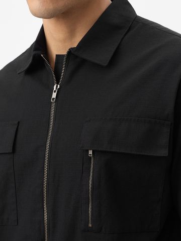 Buy Zipper Shirt: Charcoal Black Men Shirt Online C76