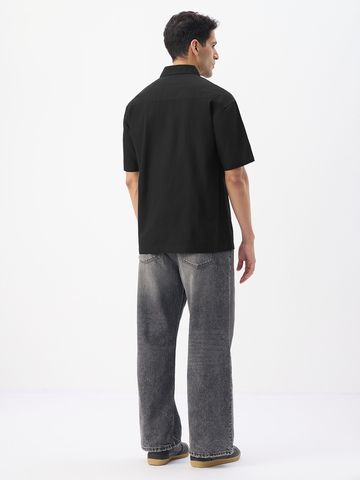Buy Zipper Shirt: Charcoal Black Men Shirt Online C76