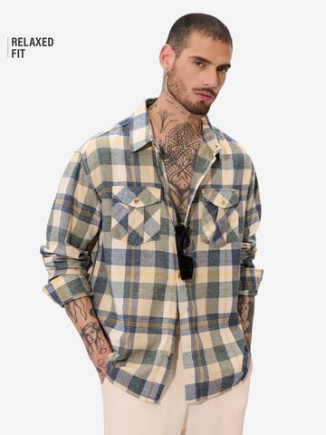 Buy Checks: Blue, Green, and Yellow Men Utility Shirt Online C76