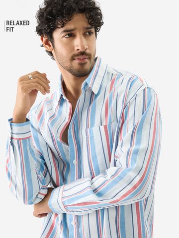 Buy Stripes: Blue, Red Relaxed Shirts Online C76