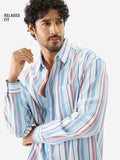 Buy Stripes: Blue, Red Relaxed Shirts Online C76