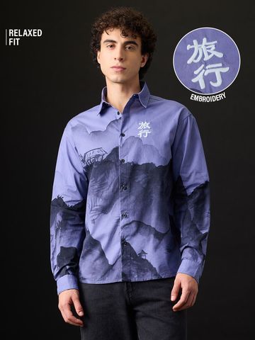 Buy Printed Shirt: Wanderer Men Relaxed Shirts Online C76