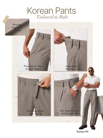 Buy Korean Pants: Taupe Men Super Flex Pants Online F56