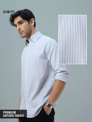 Buy Slim-Fit Shirt: Ice Blue Stripes For Men Online C76