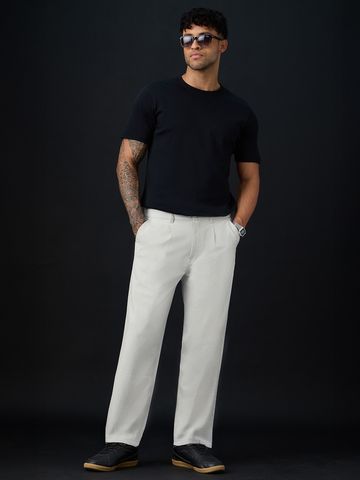 Buy Pleated Pants: Ivory Men Pants Online F56